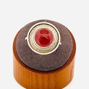 Estate Sterling Silver 925 Carnelian Ring Size 8 Chunky Statement 14g